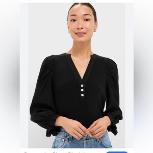 Tuckernuck Pomander Place Black Long Sleeve Lucia Puff Sleeve Top Sz M
